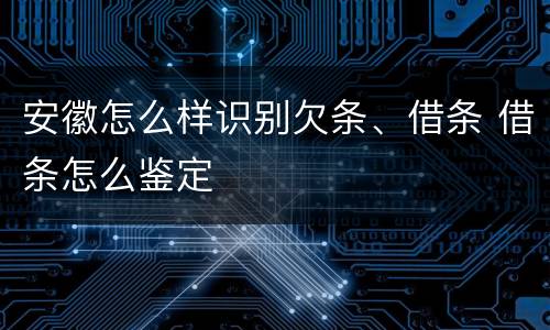 安徽怎么样识别欠条、借条 借条怎么鉴定