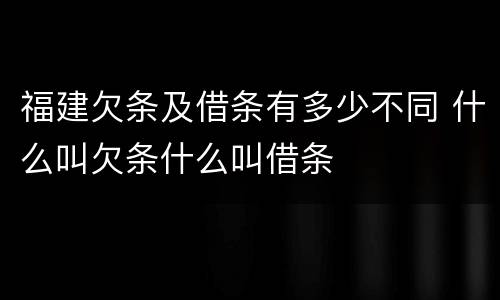 福建欠条及借条有多少不同 什么叫欠条什么叫借条