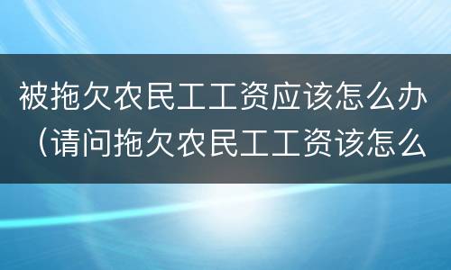 被拖欠农民工工资应该怎么办（请问拖欠农民工工资该怎么办）