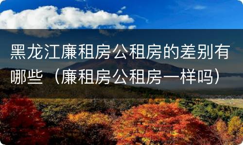 黑龙江廉租房公租房的差别有哪些（廉租房公租房一样吗）