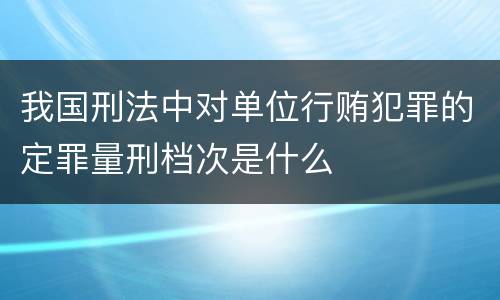 我国刑法中对单位行贿犯罪的定罪量刑档次是什么