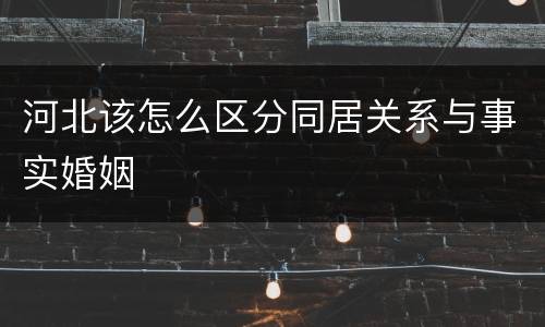河北该怎么区分同居关系与事实婚姻