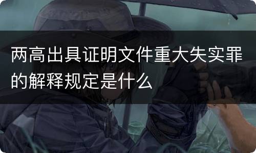 两高出具证明文件重大失实罪的解释规定是什么