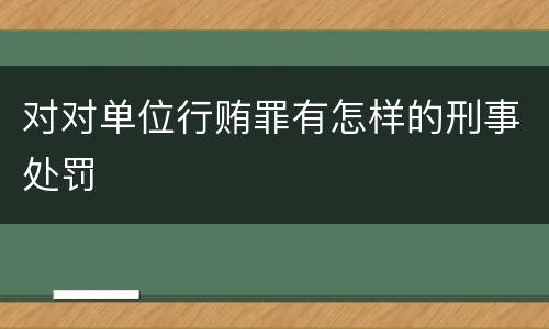 对对单位行贿罪有怎样的刑事处罚