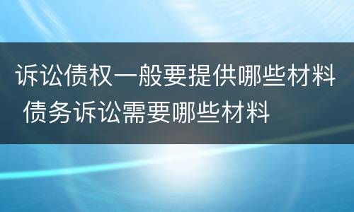 诉讼债权一般要提供哪些材料 债务诉讼需要哪些材料