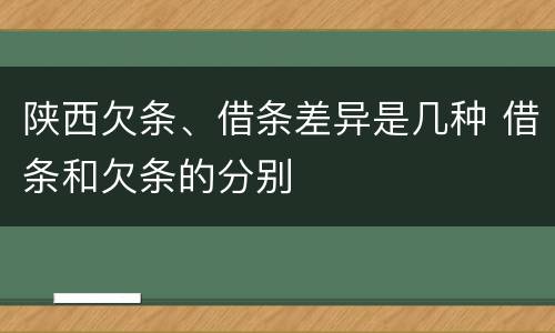 陕西欠条、借条差异是几种 借条和欠条的分别