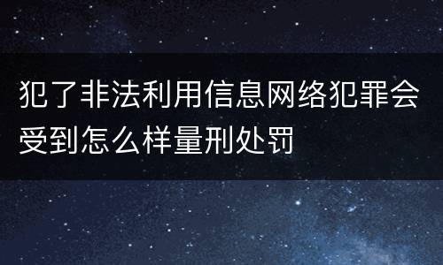 犯了非法利用信息网络犯罪会受到怎么样量刑处罚