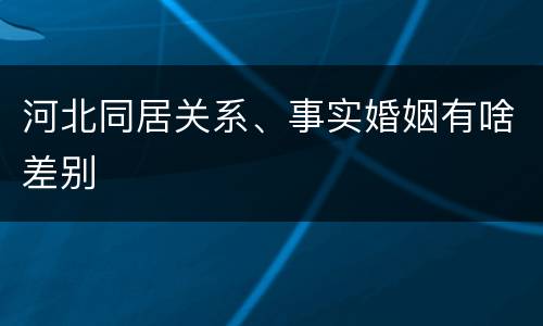 河北同居关系、事实婚姻有啥差别