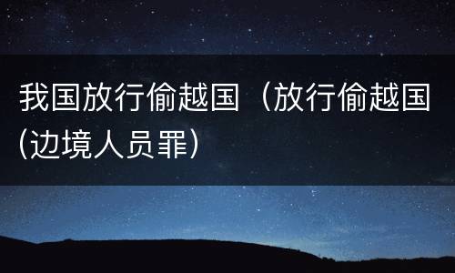 我国放行偷越国（放行偷越国(边境人员罪）