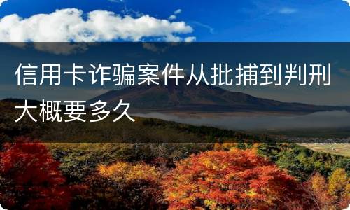 信用卡诈骗案件从批捕到判刑大概要多久
