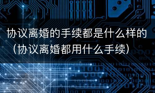 协议离婚的手续都是什么样的（协议离婚都用什么手续）