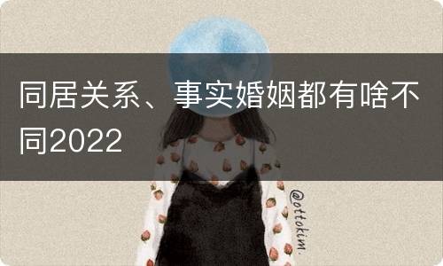同居关系、事实婚姻都有啥不同2022