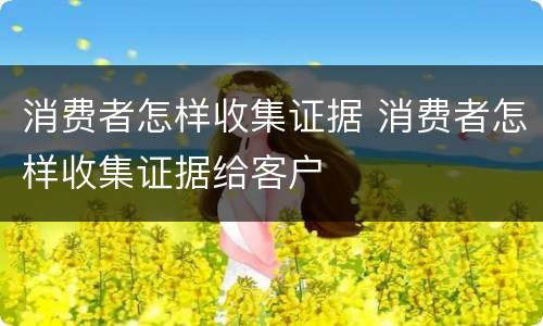 消费者怎样收集证据 消费者怎样收集证据给客户