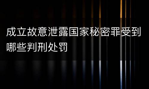 成立故意泄露国家秘密罪受到哪些判刑处罚