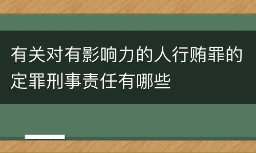 有关对有影响力的人行贿罪的定罪刑事责任有哪些