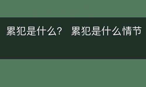 累犯是什么？ 累犯是什么情节
