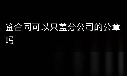 签合同可以只盖分公司的公章吗