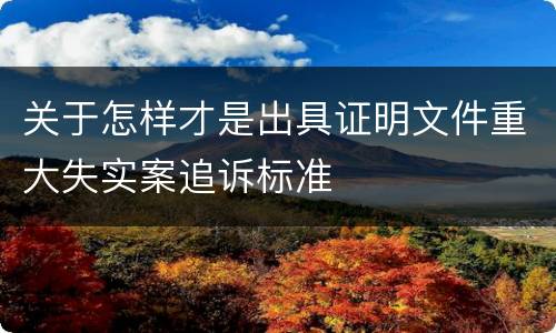 关于怎样才是出具证明文件重大失实案追诉标准