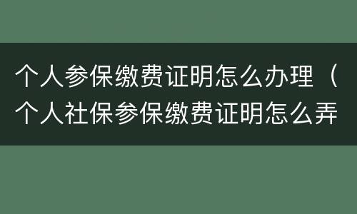 个人参保缴费证明怎么办理（个人社保参保缴费证明怎么弄）