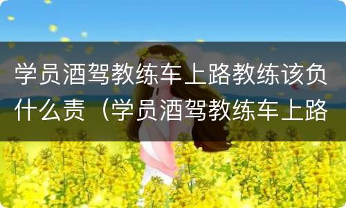 学员酒驾教练车上路教练该负什么责（学员酒驾教练车上路教练该负什么责任）