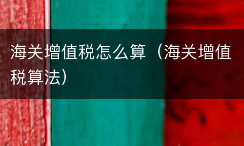 海关增值税怎么算（海关增值税算法）