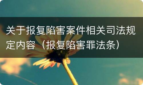 关于报复陷害案件相关司法规定内容（报复陷害罪法条）