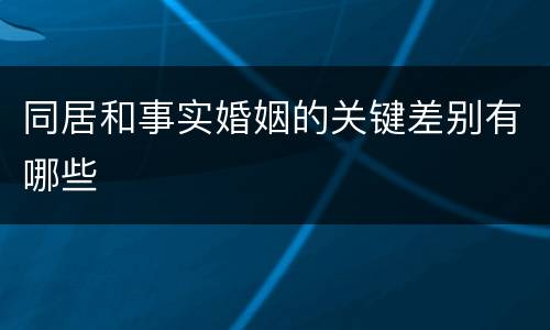 同居和事实婚姻的关键差别有哪些