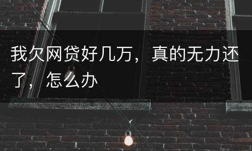 我欠网贷好几万，真的无力还了，怎么办