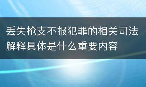 丢失枪支不报犯罪的相关司法解释具体是什么重要内容