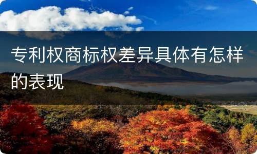 专利权商标权差异具体有怎样的表现