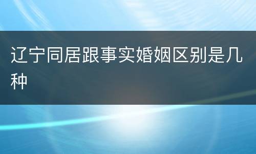 辽宁同居跟事实婚姻区别是几种