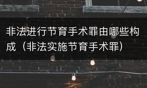 非法进行节育手术罪由哪些构成（非法实施节育手术罪）