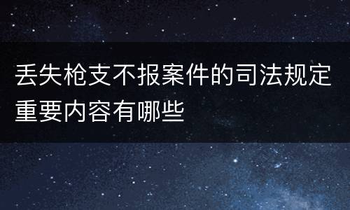 丢失枪支不报案件的司法规定重要内容有哪些