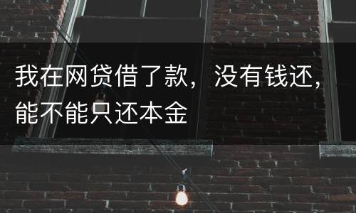 我在网贷借了款，没有钱还，能不能只还本金
