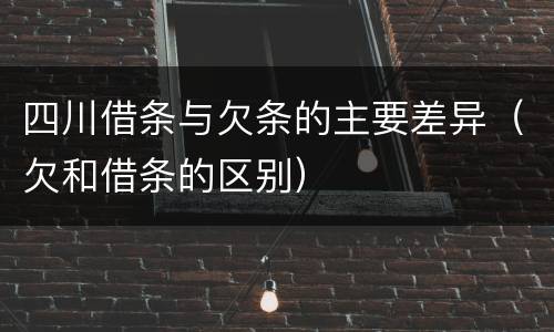 四川借条与欠条的主要差异（欠和借条的区别）