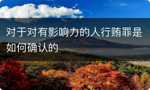 对于对有影响力的人行贿罪是如何确认的