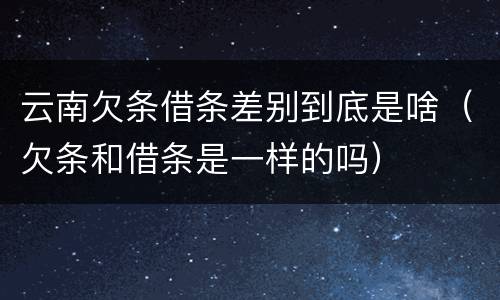 云南欠条借条差别到底是啥（欠条和借条是一样的吗）