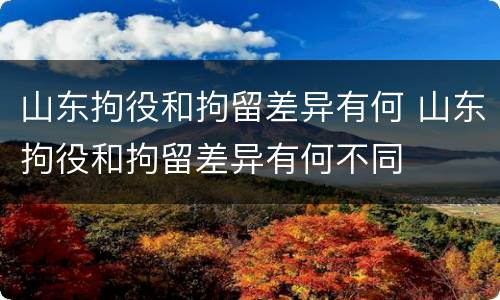 山东拘役和拘留差异有何 山东拘役和拘留差异有何不同