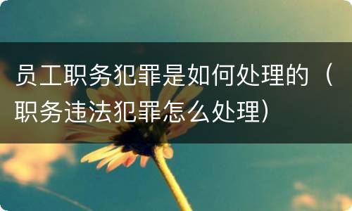 员工职务犯罪是如何处理的（职务违法犯罪怎么处理）