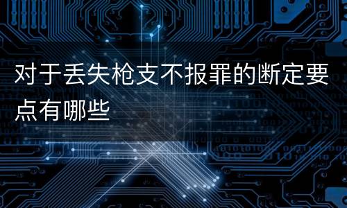 对于丢失枪支不报罪的断定要点有哪些