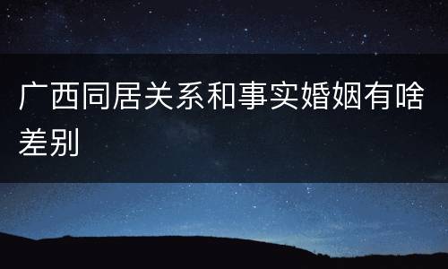 广西同居关系和事实婚姻有啥差别
