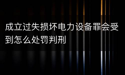 成立过失损坏电力设备罪会受到怎么处罚判刑