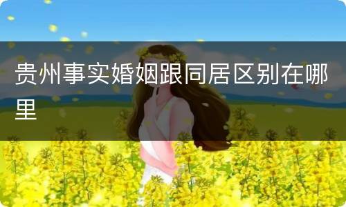 贵州事实婚姻跟同居区别在哪里