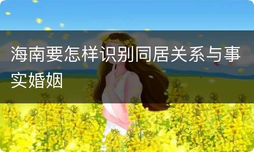 海南要怎样识别同居关系与事实婚姻