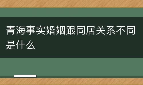 青海事实婚姻跟同居关系不同是什么