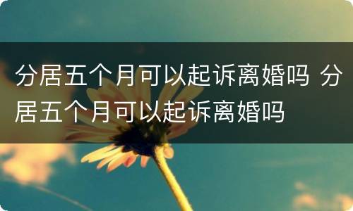 分居五个月可以起诉离婚吗 分居五个月可以起诉离婚吗