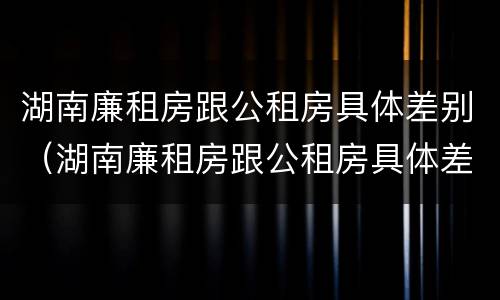 湖南廉租房跟公租房具体差别（湖南廉租房跟公租房具体差别在哪）