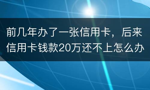 前几年办了一张信用卡，后来信用卡钱款20万还不上怎么办。