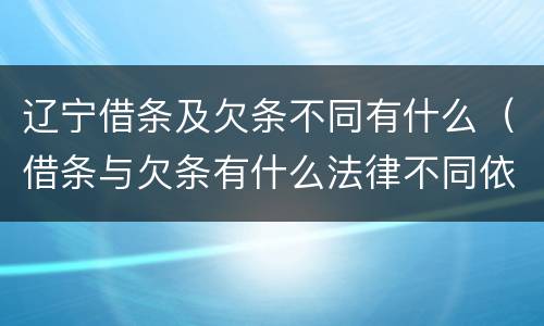 辽宁借条及欠条不同有什么（借条与欠条有什么法律不同依据）