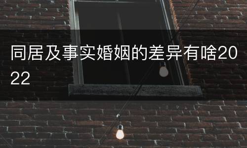同居及事实婚姻的差异有啥2022